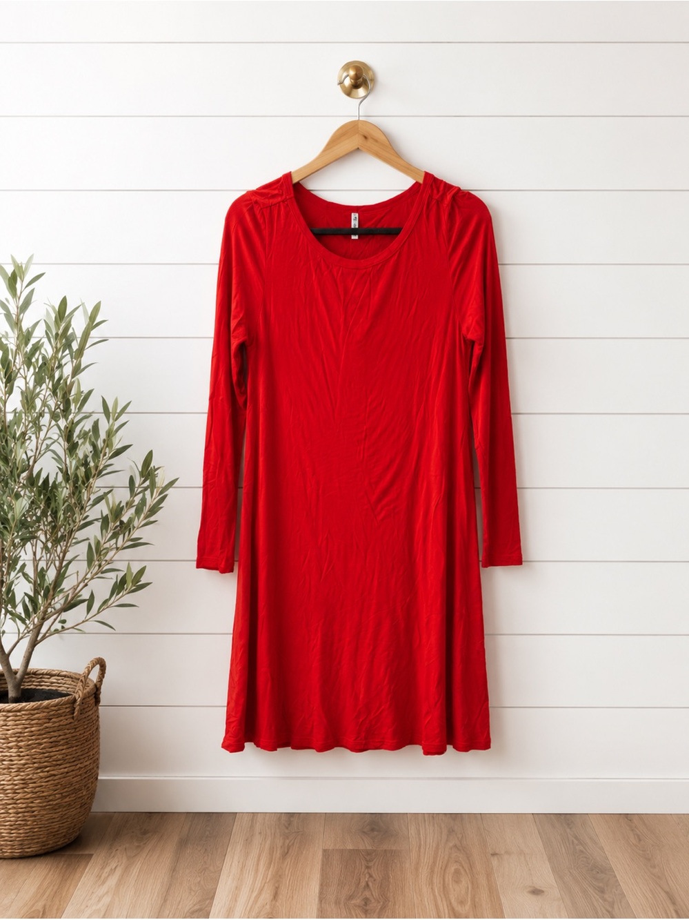 ♥️ Red Long Sleeve Casual Swing Dress | Size Medium | Lightweight Everyday Dress